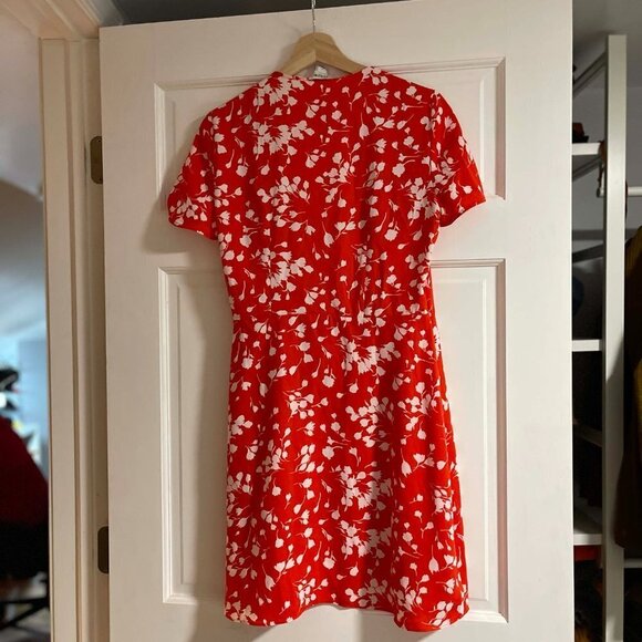 J Crew Mini Floral Wrap Dress Red Size 6 - Picture 9 of 9